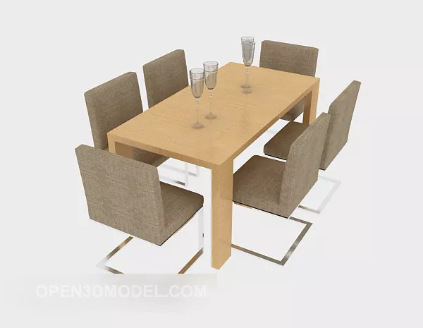 Modern Restaurant Table Chair Set 3d model Modern Restaurant Table Chair Set 3d model