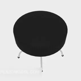 Modern round stool black leatehr 3d model