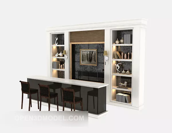 Modern Simple Black And White Display Cabinet 3d model Modern Simple Black And White Display Cabinet 3d model