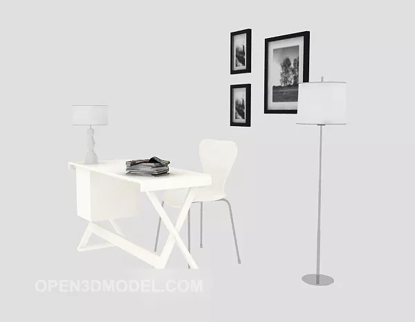 Modern Simple Desk Furniture 3d model Modern Simple Desk Furniture 3d model