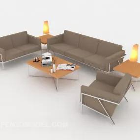 Modern Simple Light Brown Sofa 3d model