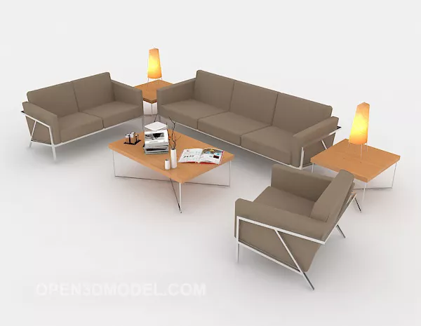 Modern Simple Light Brown Sofa 3d model Modern Simple Light Brown Sofa 3d model