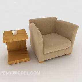 Modern Simple Light Brown Single Sofa 3d model