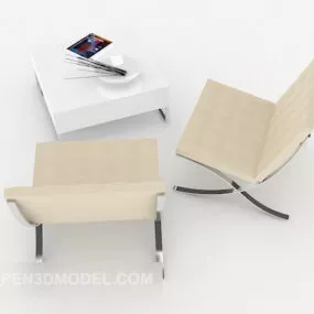 Modern Simple Light Table Chair Set 3d model