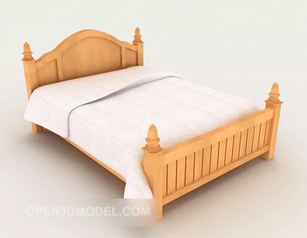 Modern Simple Solid Wood Double Bed 3d model Modern Simple Solid Wood Double Bed 3d model