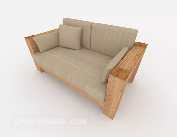 Modern Simple Solid Wood Double Sofa 3d model Modern Simple Solid Wood Double Sofa 3d model