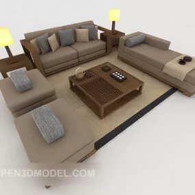 Modern Simple Wood Sofa 3d model