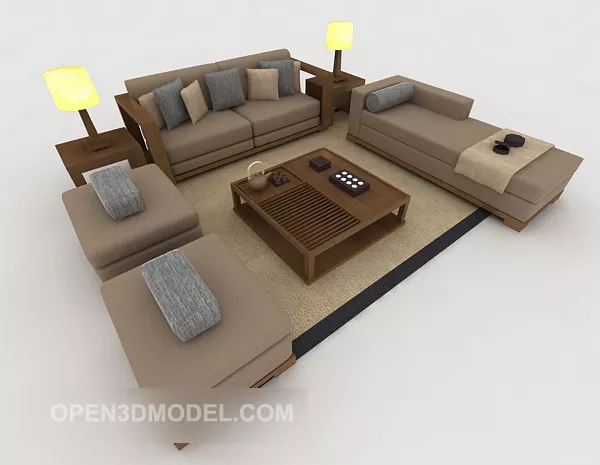 Modern Simple Wood Sofa 3d model Modern Simple Wood Sofa 3d model