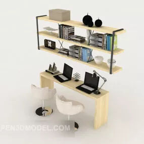 Modern Simple Wooden Desk 3d model
