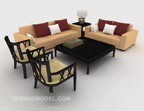 Modern Simple Yellow Sofa 3d model Modern Simple Yellow Sofa 3d model