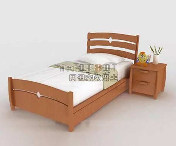 Modern Single Bed Wooden 3d model Modern Single Bed Wooden 3d model