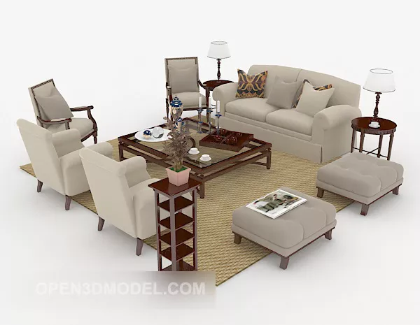 Modern Sofa Coffee Table Combination 3d model Modern Sofa Coffee Table Combination 3d model