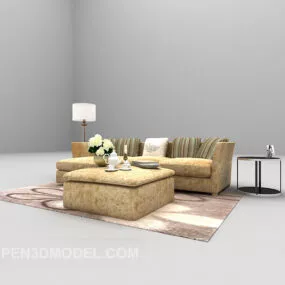 Modern Sofa Yellow Fabric 3d model
