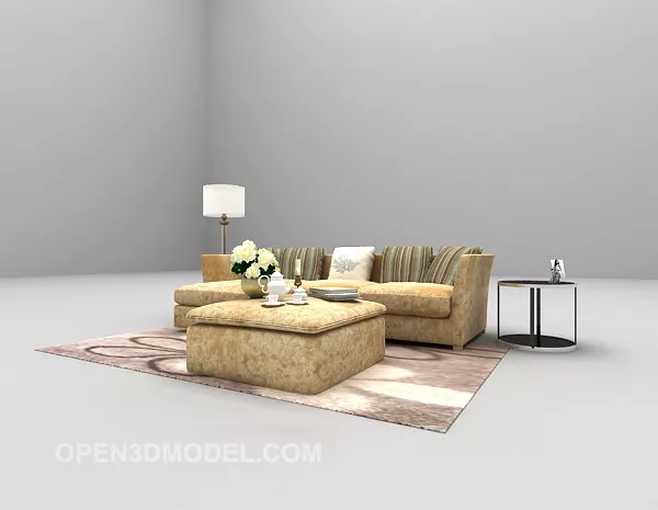Modern Sofa Yellow Fabric 3d model Modern Sofa Yellow Fabric 3d model