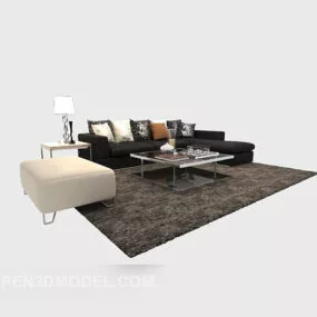 Modern Sofa Furniture With Brown Carpet 3d model