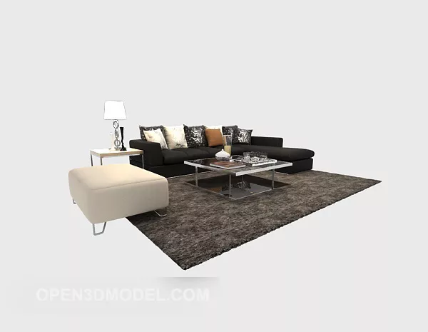 Modern Sofa Furniture With Brown Carpet 3d model Modern Sofa Furniture With Brown Carpet 3d model