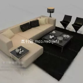 Modern Sofa Coffee Table With Carpet 3d model