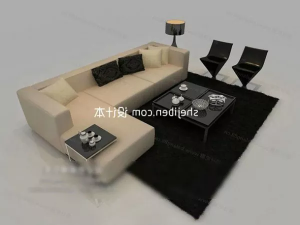 Modern Sofa Coffee Table With Carpet 3d model Modern Sofa Coffee Table With Carpet 3d model