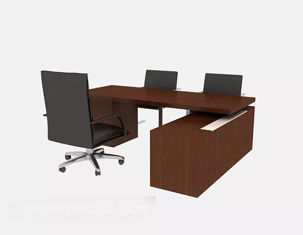 Modern Solid Wood Desk 3d model Modern Solid Wood Desk 3d model