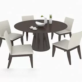 Modern Solid Wood Dining Table And Chair 3d model