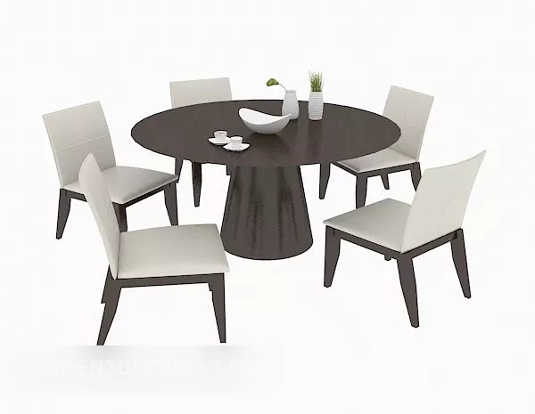 Modern Solid Wood Dining Table And Chair 3d model Modern Solid Wood Dining Table And Chair 3d model