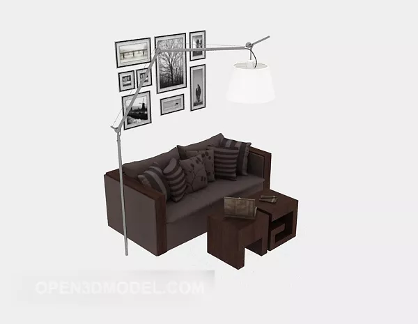 Modern Solid Wood Double Sofa 3d model Modern Solid Wood Double Sofa 3d model
