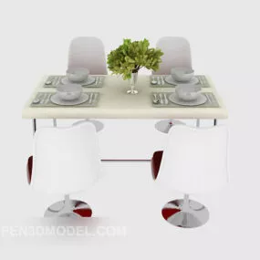 Modern Solid Wood Four-person Dining Table 3d model