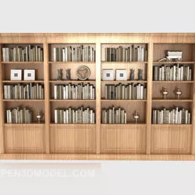 Modern Solid Wood Large Bookcase 3d model