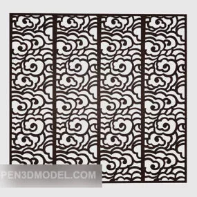 Modern Solid Wood Screen Partition 3d model