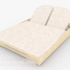 Modern Solid Wood Simple Double Bed 3d model