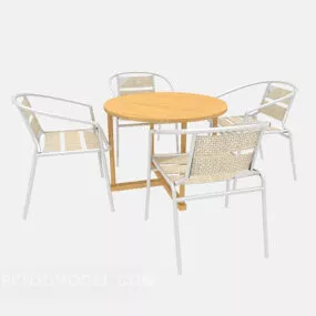 Modern Solid Wood Table And Chair Furniture Set 3d model