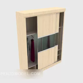 Modern Solid Wood Wardrobe 3d model