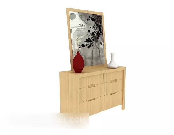 Modern Solid Wood Yellow Side Cabinet 3d model Modern Solid Wood Yellow Side Cabinet 3d model