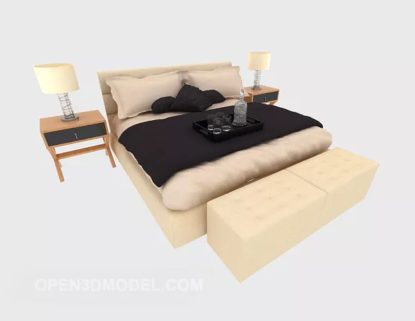 Modern Split Home Double Bed 3d model Modern Split Home Double Bed 3d model
