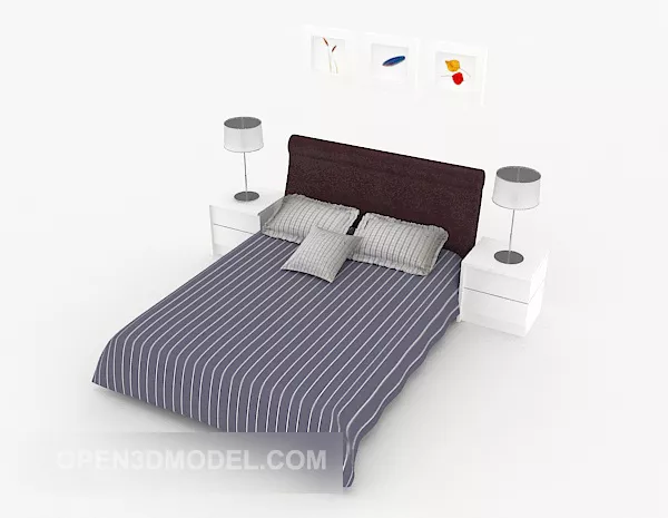 Modern Striped Double Bed 3d model Modern Striped Double Bed 3d model
