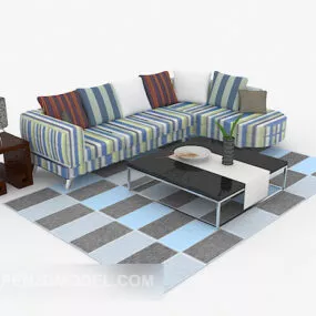 Modern Striped Multiplayer Sofa 3d model