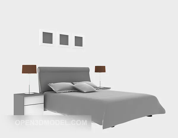 Nightstand Marble Wood Bedroom Furniture 3d model
