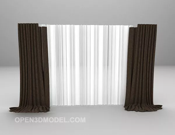 Japanese Curtains In Room 3d model