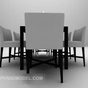 Modern Style Dining Table Chairs Set 3d model