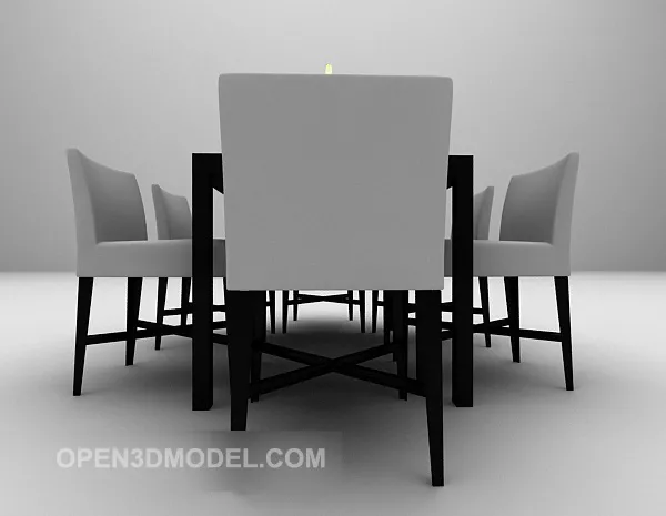 Rustic Dining Room Chair Table Set 3d model