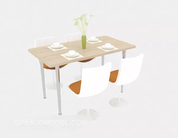 Modern Style Four-person Dining Table 3d model Modern Style Four-person Dining Table 3d model