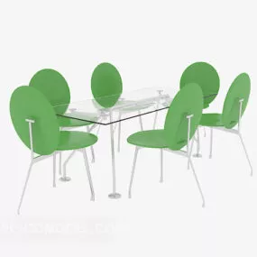 Modern-style Glass Dining Table Chair 3d model
