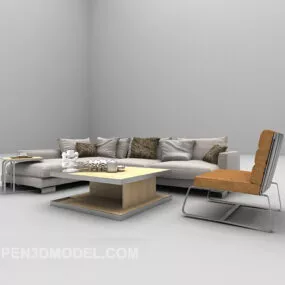 Modern Style Grey Sofa Set 3d model