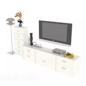 Modern Style Home Tv White Cabinet 3d model