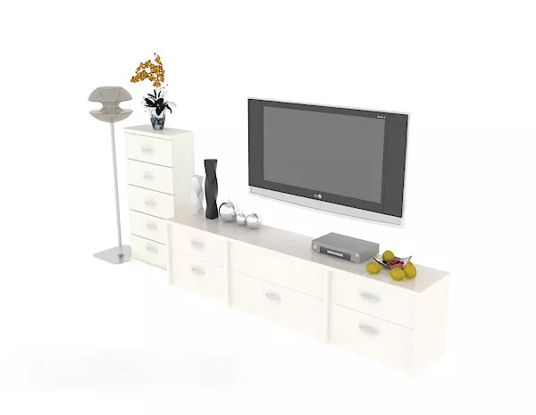 Modern Style Home Tv White Cabinet 3d model Modern Style Home Tv White Cabinet 3d model