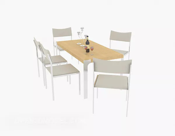 Rustic Dining Room Chair Table Set 3d model