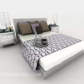 Modern Style Home Double Bed 3d model