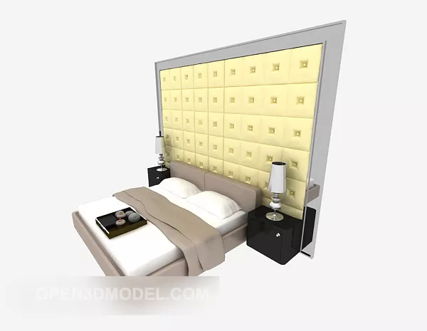 Modern Style Minimalist Double Bed 3d model Modern Style Minimalist Double Bed 3d model