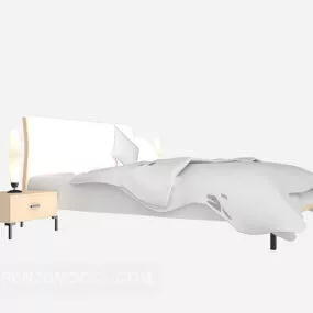 Modern Style Solid Wood Bed 3d model