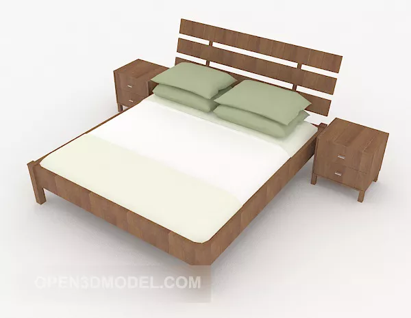 Modern Style Solid Wood Double Bed 3d model Modern Style Solid Wood Double Bed 3d model